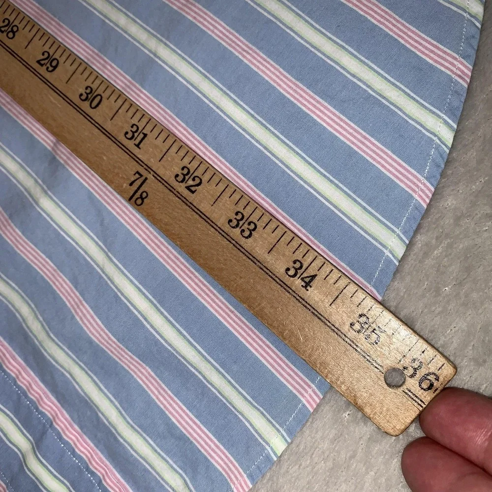 Ralph Lauren Shirt Mens XLT Tall Blue Pink Striped Long Sleeve Easter Pastel‎